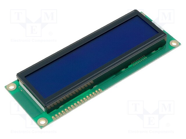 Display: LCD; alphanumeric; STN Negative; 16x2; blue; LED; PIN: 16