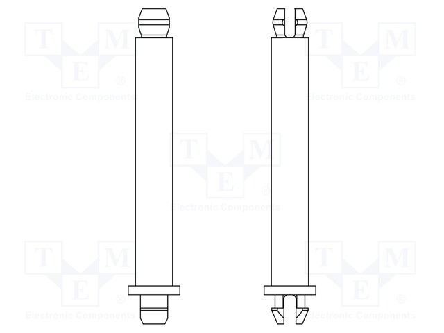 PCB distance; polyamide 66; L: 6.4mm; latch/latch; Colour: natural