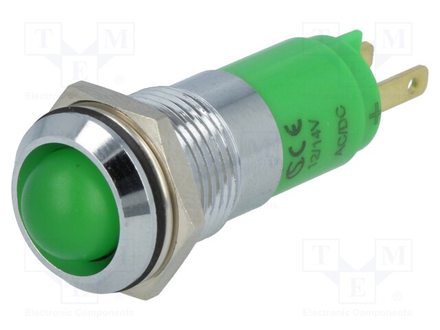 Indicator: LED; recessed; 12÷14VDC; 12÷14VAC; Cutout: Ø14.2mm; IP67