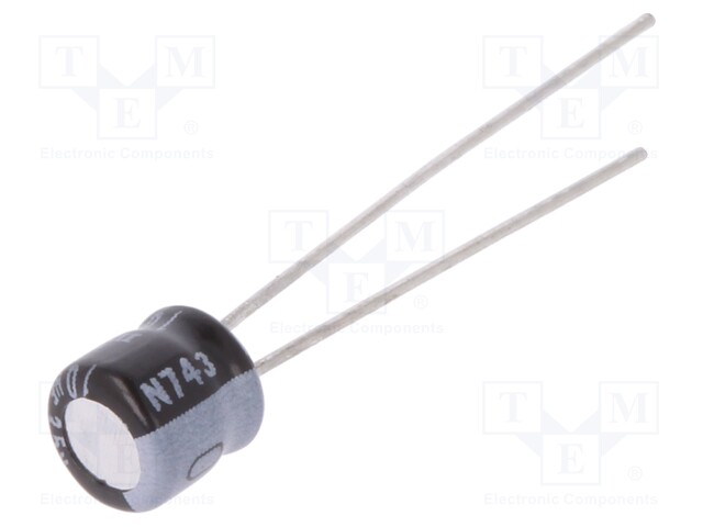 Capacitor: electrolytic; THT; 10uF; 35VDC; Ø5x5mm; Pitch: 2mm; ±20%