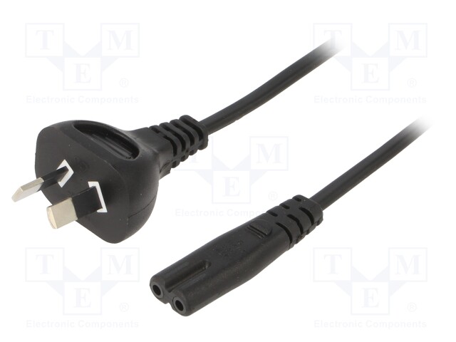 Cable; IEC C7 female,AS/NZS 3112 (I) plug; 1.8m; black; PVC; 2.5A