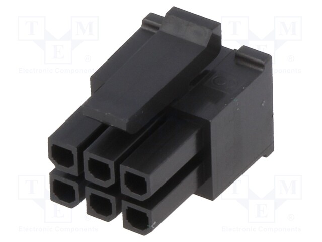 Plug; wire-board; female; Micro-Fit 3.0; 3mm; PIN: 6; w/o contacts