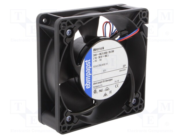 Fan: DC; axial; 119x119x38mm; 278m3/h; 61dBA; ball bearing; 6000rpm