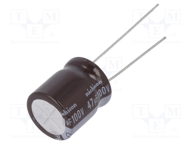 Capacitor: electrolytic; low impedance; THT; 47uF; 100VDC; ±20%