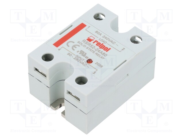 Relay: solid state; Ucntrl: 90÷280VAC; 80A; 48÷280VAC; -30÷80°C