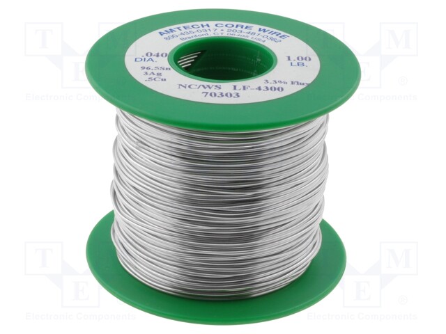 Soldering wire; Sn96,5Ag3Cu0,5; 1mm; 450g; lead free; 219°C; 2.2%