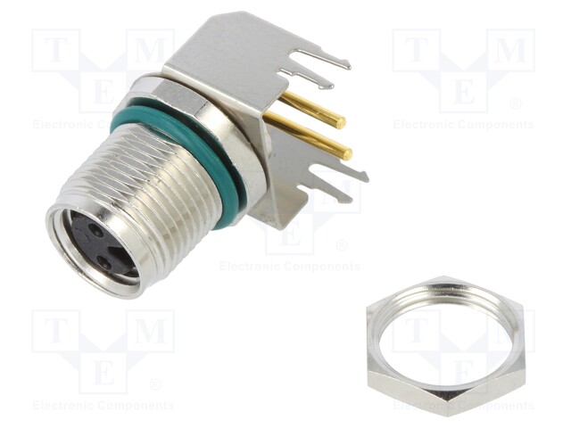 Connector: M8; female; PIN: 2; angled 90°; on PCBs; socket; 4A; 60V