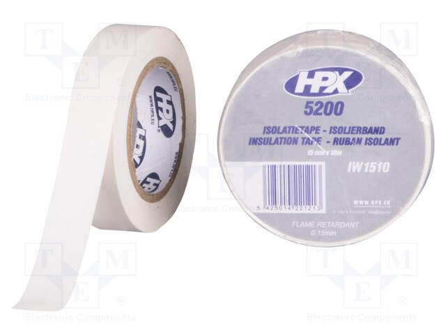 Tape: electrical insulating; W: 15mm; L: 10m; D: 0.15mm; white; 241%