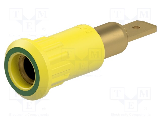 Socket; 4mm banana; 25A; 30VAC; 60VDC; 30mm; yellow-green