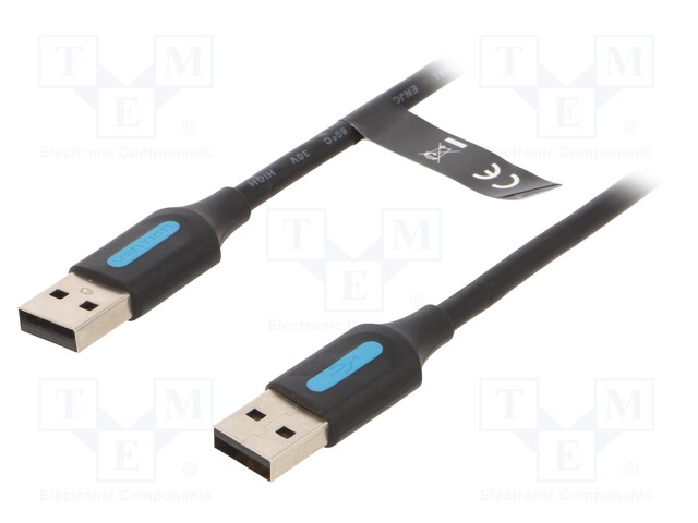 Cable; USB 2.0; USB A plug,both sides; nickel plated; 0.25m