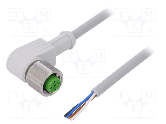 Connection lead; M12; PIN: 4; angled; 5m; plug; 250VAC; -25÷80°C