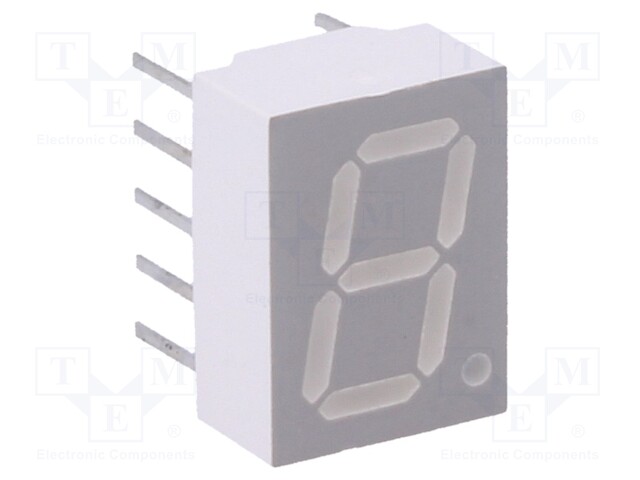 Display: LED; 7-segment; 10mm; 0.4"; No.char: 1; red; 0.33÷3.9mcd