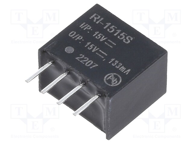 Converter: DC/DC; 2W; Uin: 13.5÷16.5V; Uout: 15VDC; Iout: 133mA; SIP4