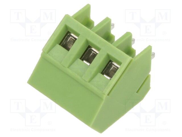 PCB terminal block; angled 45°; 5mm; ways: 3; on PCBs; 2.5mm2; 10A