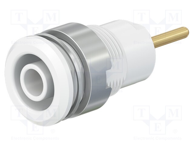 Socket; 4mm banana; 24A; 1kV; Cutout: Ø12.2mm; white; gold-plated