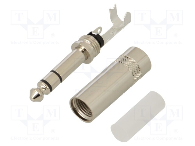 Connector: Jack 6,3mm; plug; male; straight; Body: silver; ways: 3