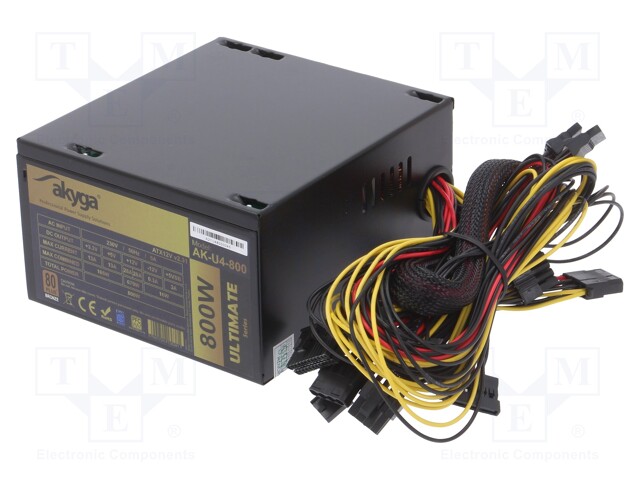 Power supply: computer; ATX; 800W; Features: fan 12cm
