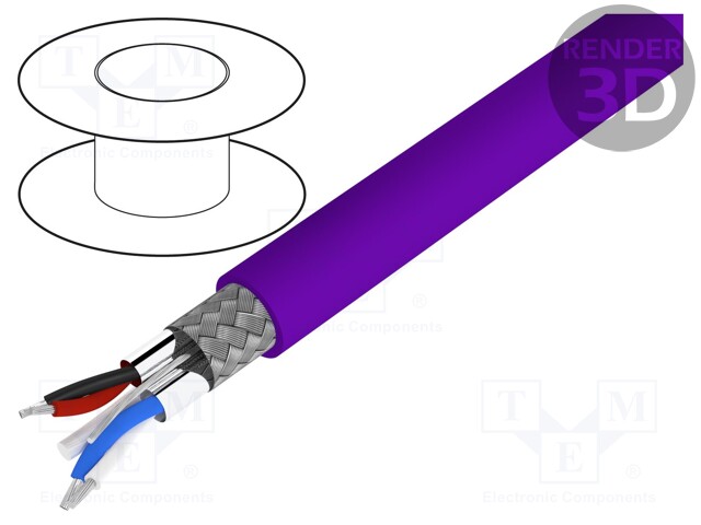 Wire: data transmission; 1x2x18AWG+1x2x15AWG; PUR; violet; Cu