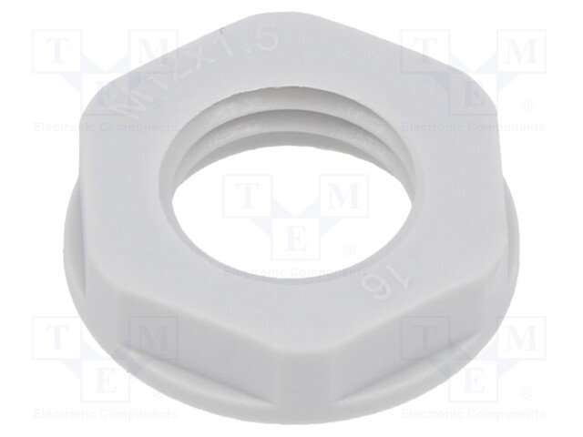 Nut; M12; polyamide; 18mm; light grey; Thread: metric; Pitch: 1.5