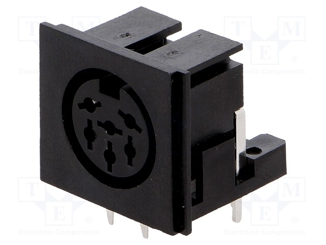 Socket; DIN; female; PIN: 6; Layout: 240°; angled 90°; on PCBs; THT