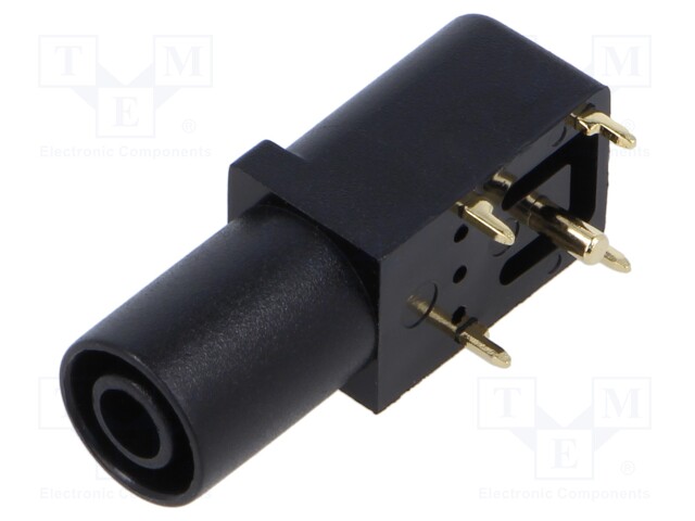 Socket; 4mm banana; 24A; 33.6mm; black; gold-plated; PCB