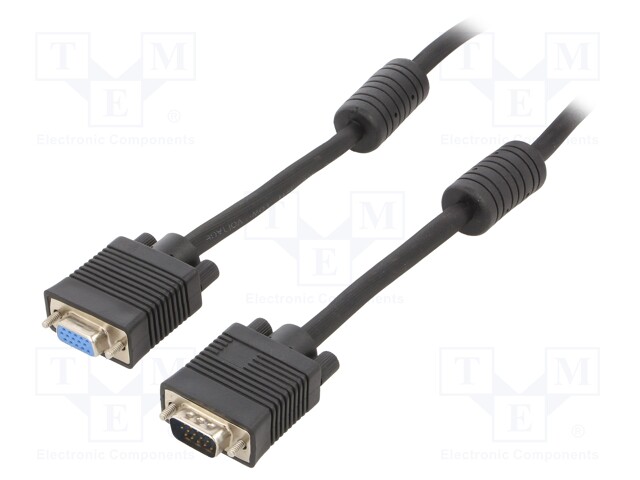 Cable; D-Sub 15pin HD socket,D-Sub 15pin HD plug; black; 10m