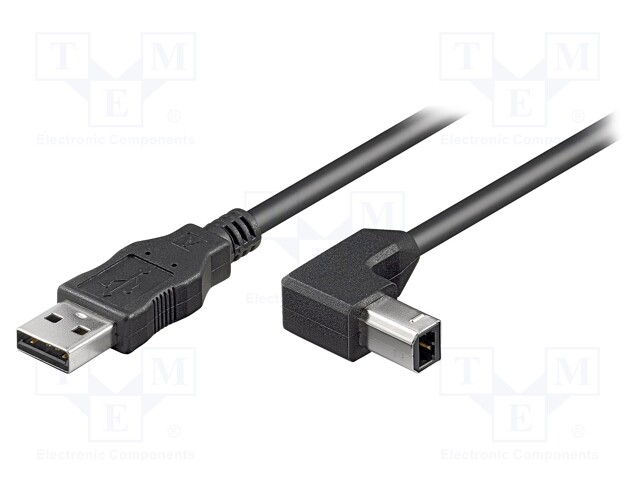 Cable; USB 2.0; USB A plug,USB B angled plug; 1m; black; 480Mbps