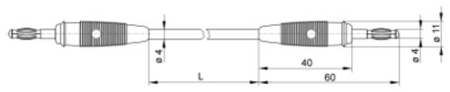 Test lead; 60VDC; 30VAC; 16A; banana plug 4mm,both sides; Len: 1m