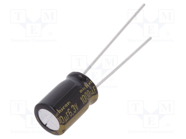 Capacitor: electrolytic; THT; 1000uF; 6.3VDC; Ø8x11.5mm; ±20%