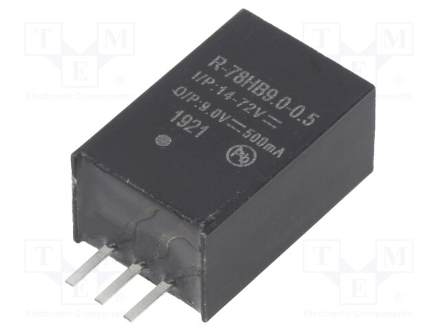 Converter: DC/DC; 4.5W; Uin: 14÷72V; Uout: 9VDC; Iout: 500mA; SIP3