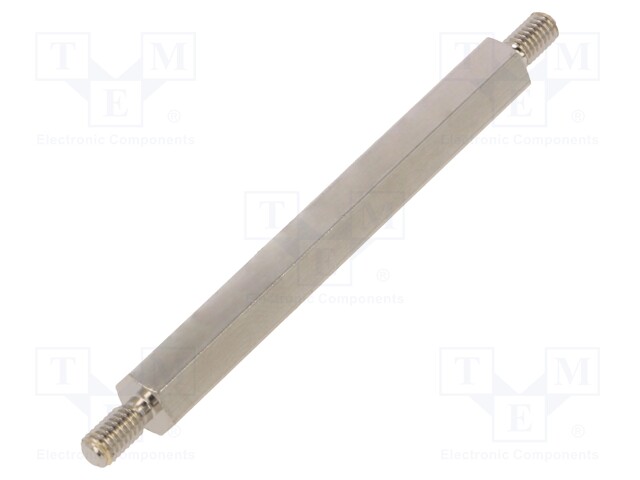 Screwed spacer sleeve; 60mm; Ext.thread: M4; hexagonal; brass