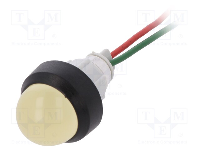 Indicator: LED; prominent; 24VDC; 24VAC; Cutout: Ø13mm; 300mm leads