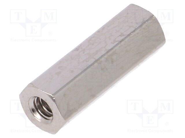 Screwed spacer sleeve; Int.thread: UNC4-40; 15mm; hexagonal