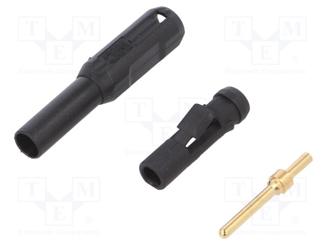 Plug; 2mm banana; black; Max.wire diam: 2.7mm; Overall len: 39.7mm