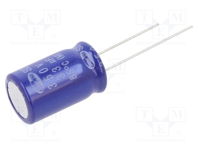 Capacitor: electrolytic; THT; 33uF; 350VDC; Ø12.5x20mm; ±20%; 2000h