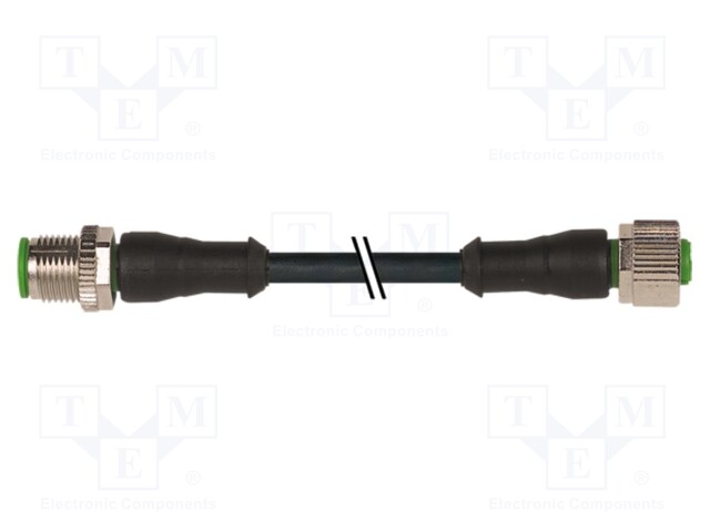 Connection lead; M12; PIN: 4; 10m; 4A; Series: 7000; Colour: black