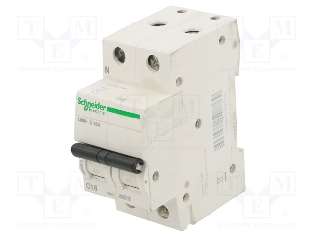 Circuit breaker; 230/400VAC; Inom: 16A; Poles: 1+N; DIN; Charact: C