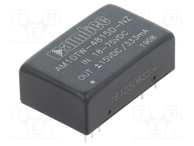 Converter: DC/DC; 10W; Uin: 18÷75V; Uout: 15VDC; Uout2: -15VDC; DIP24