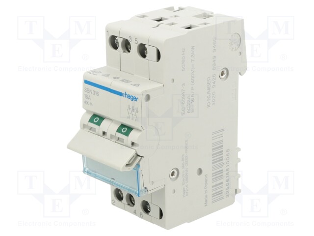 Switch-disconnector; Poles: 3; DIN; 16A; 400VAC; SBN; IP20; 1÷16mm2