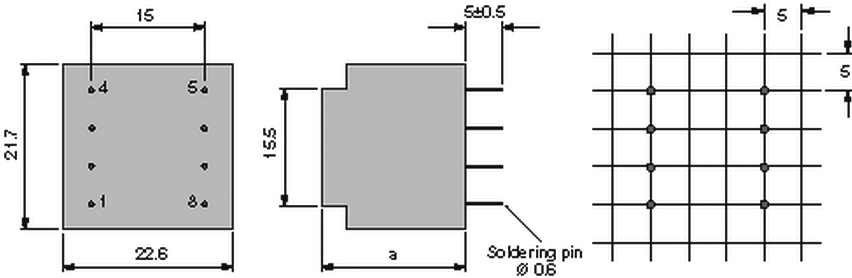 Transformer: encapsulated; 0.35VA; 400VAC; 9V; 39mA; Mounting: PCB