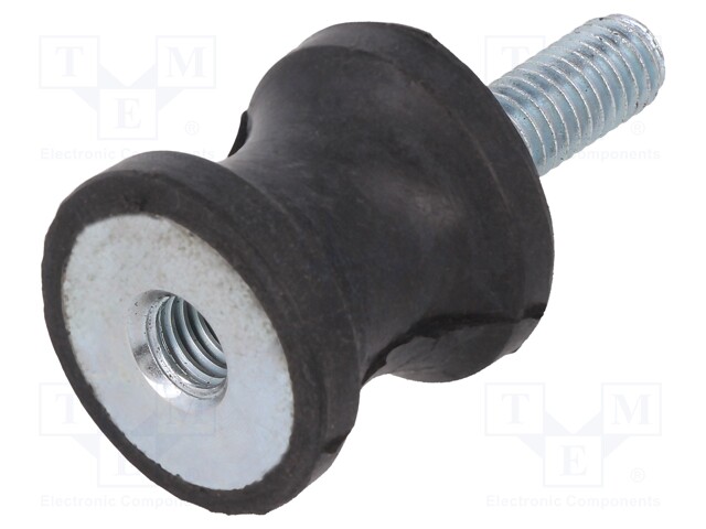 Vibration damper; M6; Ø: 20mm; rubber; L: 20mm; Thread len: 18mm