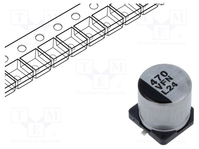 SMD Aluminium Electrolytic Capacitor, Radial Can - SMD, 470 µF, 35 V, 0.08 ohm, FN Series