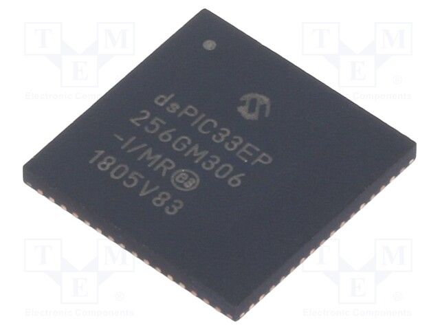 DsPIC microcontroller; SRAM: 32kB; Memory: 256kB; QFN64; 0.5mm