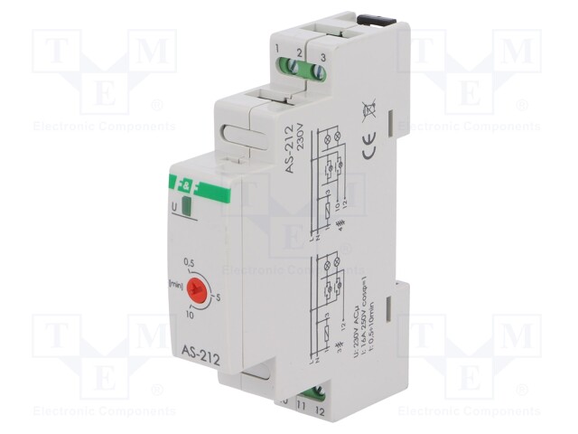 Staircase timer; IP20; 230VAC; DIN; 16A; -20÷50°C; Range: 30s÷10min