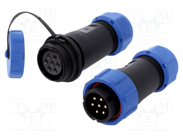 Connector: circular; male + female; PIN: 7; 3A; IP67; 500V