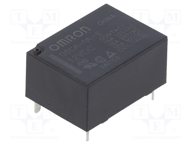 Relay: electromagnetic; SPST-NO; Ucoil: 12VDC; 15A/110VAC; 200mW