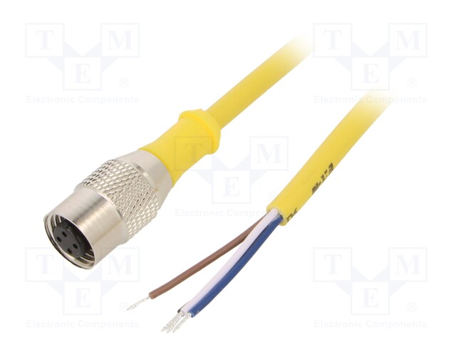 Connection lead; M12; PIN: 4; straight; 2m; plug; -25÷70°C; IP67