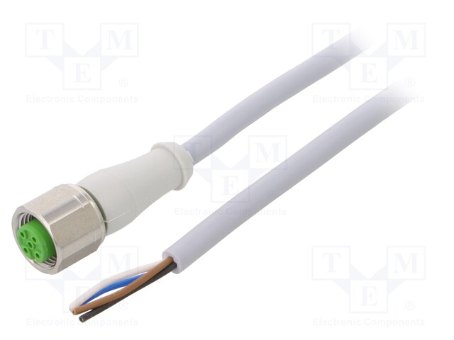 Connection lead; M12; PIN: 4; straight; 20m; plug; 250VAC; -25÷80°C