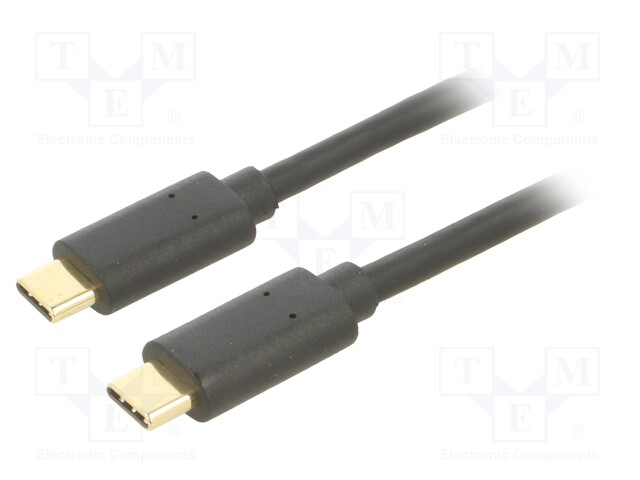 Cable; USB 3.1; USB C plug,both sides; nickel plated; 1m; black