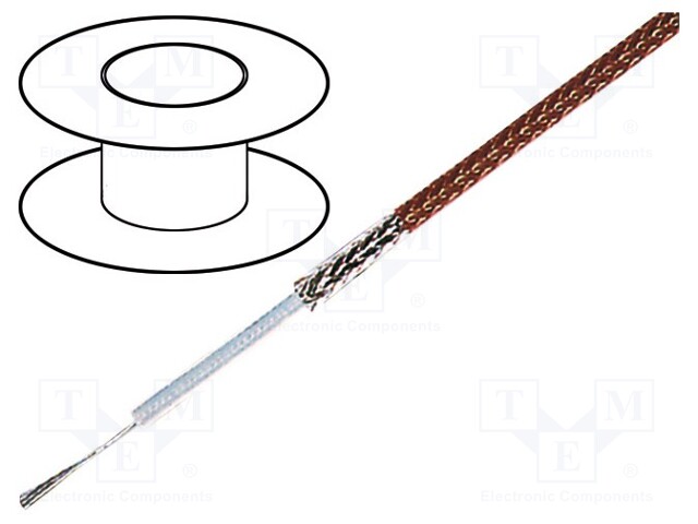 Wire: coaxial; RG187AU; stranded; steel,copper plated; PFA; brown